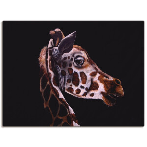 Artland Artprint op linnen Giraffen portret gespannen op een spieraam