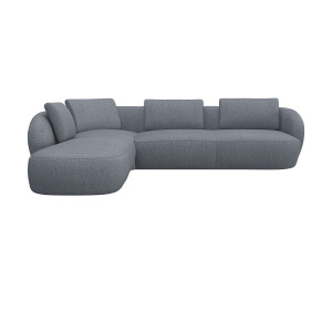 FLEXLUX Hoekbank Torino, rond, L-vorm, bankhoek met ottomane Modern, organisch bankontwerp, koudschuim, golfvering