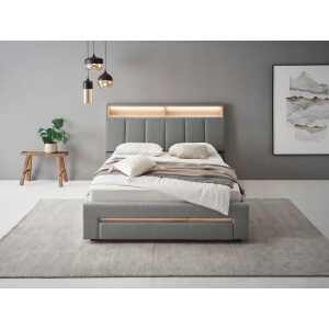 INOSIGN Gestoffeerd bed CiTY/GiRON,, gepolsterd opbergbed, met LED-verlichting Bedkisten met hondenbed of als opbergruimte, opklapbare hoofdeinden