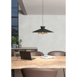 EGLO Hanglamp GRIZEDALE Hanglamp, eetkamerlamp, Japandi-design, metaal, Ø 50 cm (1 stuk)