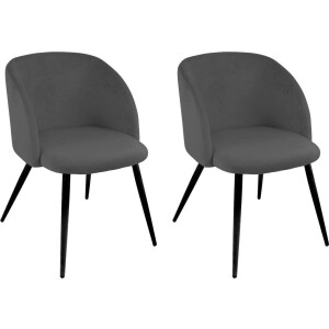 Paroli Stoel met armleuningen Dali (set van 2 of 4), met velours-overtrek en in 2 framekleuren (set)