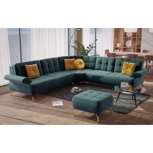 sit&more Hoekbank Orient 1 L-vorm inclusief 4 sierkussens met strassteentjes, goudkleurige metalen poten