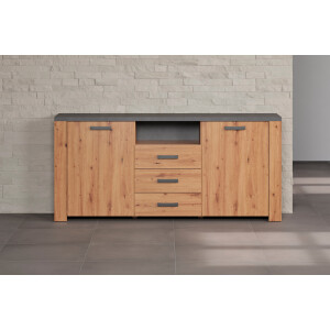 Home affaire Dressoir Ambres Commode in echt houtlook, Afmetingen BxH: 180x83 cm, Eik (1 stuk)
