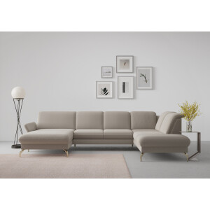 sit&more Zithoek Fashion U-vorm naar keuze met verstelbare hoofdsteun, uittrekzitting, motorisch, nikkel poten