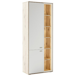 MCA furniture Vitrinekast SANTERNO 2 deuren gedempt, 6 vakken, metalen handgrepen in nikkel kleur, hoogte 197 cm