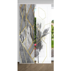 HOME in green Paneelgordijn Signum SET DIGITALE PRINT, BAMBOELOOK GERECYCLED (2 stuks)