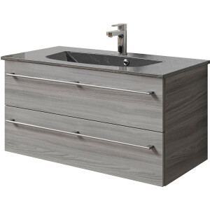 Saphir Wastafelonderkast Serie 6025 mineraalmarmeren wastafel met onderkast, 97 cm breed (2-delig)