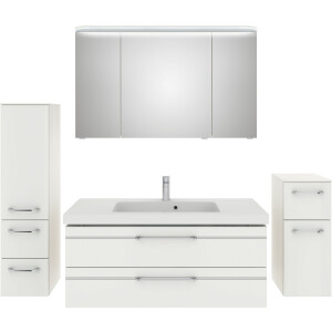 Saphir Badkamerserie Balto sprint 4-delig, mineraalmarmeren wastafel met led-spiegelkast (5-delig)