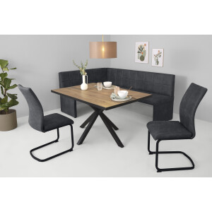 HELA Eethoek Spree Eettafel 140x90 cm met dikke rand, microvezel bekleding(4-delig)
