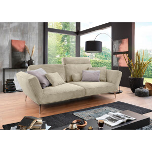 set one by Musterring Megabank SO 4500 Voeten chroomkleurig, optioneel met hoofdsteun, breedte 260cm, in cord