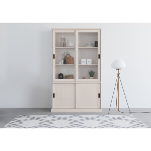 Home affaire Vitrinekast Schröder met 2+2 schuifdeuren, van massief grenenhout, breedte 114 cm