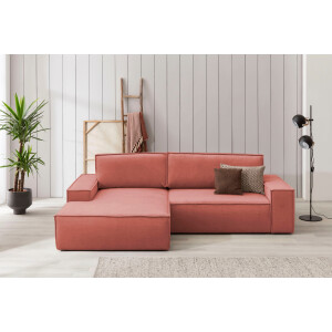Home affaire Hoekbank SHERWOOD bedbank 267 cm, L-model, Slaapfunctie met bedlade (210x136 cm), cord, vintage, fluweel