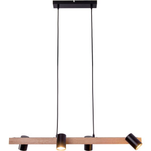 näve Hanglamp Frida Materiaal metaal/gummiboom, kleur natuurlijk/zwart, excl. 4xGU10 max. 40W (1 stuk)