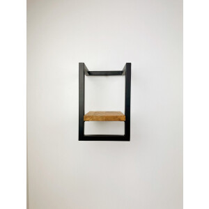 andas Wandplank Borken, rek, plank, wandplank Gemaakt van metaal met massief eiken planken