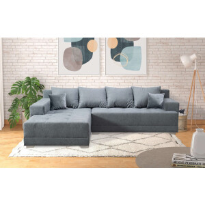 INOSIGN Hoekbank Riverton, met slaapfunctie (125/215 cm) en bedlade, Structuur incl. losse sier- en rugkussens, recamiere aan beide zijden monteerbaar