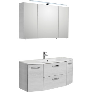 Saphir Badkamerserie Quickset 2-delig, mineralenmarmer wastafel met LED-spiegelkast Onderkast met wasbak, inclusief deurdemper, grepen glanzend chroom (set, 2-delig)