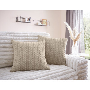 LeGer Home by Lena Gercke Kussenhoes Trisha Modern breipatroon van katoen, 50x50, zonder vulling, kabelpatroon (2 stuks)