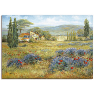 Artland Artprint op linnen Provence lavendelweide gespannen op een spieraam