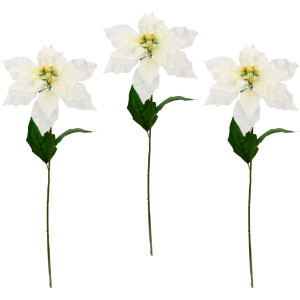 I.GE.A. Winterse kunstplant Kunstbloem, kunstmatige poinsettia, kerstdecoratie (set, 3 stuks)