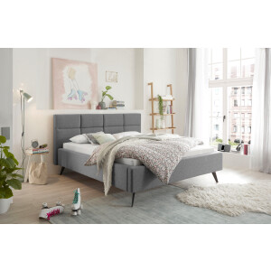 set one by Musterring Gestoffeerd bed Cary naar keuze met matras en lattenbodem, zwarte metalen poten