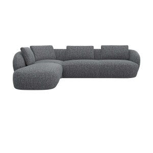 FLEXLUX Hoekbank Torino, rond, L-vorm, bankhoek met ottomane Modern, organisch bankontwerp, koudschuim, golfvering
