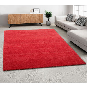 THEKO Wollen kleed Gabbeh uni, Handgeweven vloerkleed, mêlee, zuivere wol, met de hand geweven