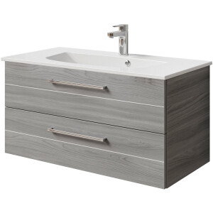 Saphir Wastafelonderkast Serie 6025 mineraalmarmeren wastafel met onderkast, 97 cm breed (2-delig)