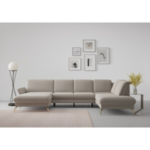 sit&more Zithoek Fashion U-vorm naar keuze met verstelbare hoofdsteun, uittrekzitting, motorisch, nikkel poten