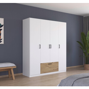 rauch Draaideurkast Kledingkast kast garderobe waskast BARI met lades in het midden, moderne greep in grijs metallic made in germany
