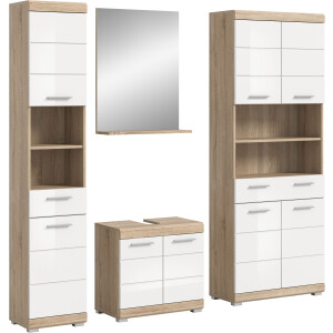 INOSIGN Badkamerserie Siena, 4-delig, bestaande uit: Hoge kast, wastafelonderkast, badkamer spiegel, brede hoge kast (set, 4-delig)