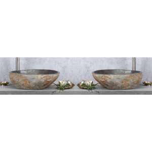 Differnz Lombok waskom 40x50cm riviersteen grijs SET van 2 36.102.40