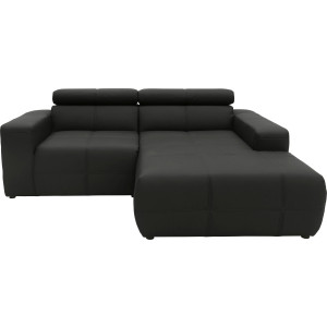 DOMO collection Hoekbank Brandon kleine versie BxDxH: 214x100x80 cm Met verstelbare hoofdsteun, ook in leer en cord, L-model