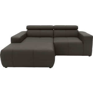 DOMO collection Hoekbank Brandon kleine versie BxDxH: 214x100x80 cm Met verstelbare hoofdsteun, ook in leer en cord, L-model