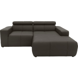 DOMO collection Hoekbank Brandon kleine versie BxDxH: 214x100x80 cm Met verstelbare hoofdsteun, ook in leer en cord, L-model