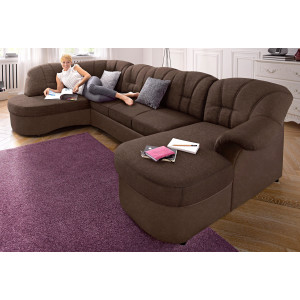 DOMO collection Zithoek Flores ook in leren bekleding, B/D/H: 293/180/86 cm, U-vorm (3 stuks)
