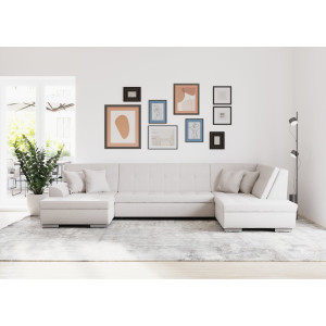 DOMO collection Zithoek Treviso inclusief sierkussen, moderne stiksels, XXL: B/D/H: 364/201/83 cm naar keuze met slaapfunctie, in vele soorten bekleding ook in cord u-model