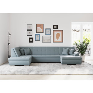 DOMO collection Zithoek Treviso inclusief sierkussen, moderne stiksels, XXL: B/D/H: 364/201/83 cm naar keuze met slaapfunctie, in vele soorten bekleding ook in cord u-model