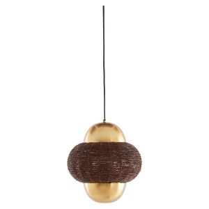 Light & Living Hanglamp 'Cetara' Kralen, 26cm, kleur Donkerbruin/Brons