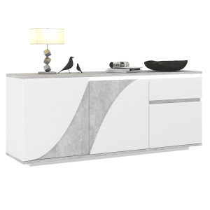 Dressoir Goya 200 cm breed hoogglans wit met grijs