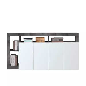 Dressoir Hamburg 184 cm breed hoogglans wit met oxid