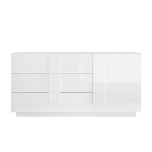Dressoir Jupiter 181 cm breed 1 deur 3 lade hoogglans wit