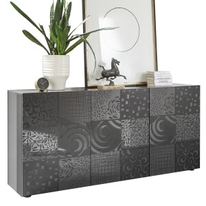 Dressoir Miro met 3 deuren 181 cm breed in hoogglans grijs