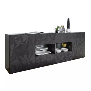 Dressoir Prisma 241 cm breed in hoogglans antraciet