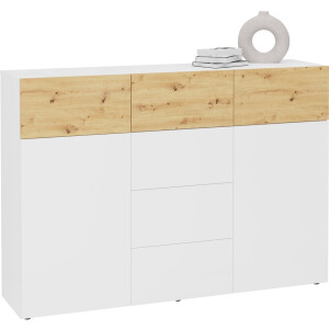 Dressoir Belm 115 cm hoog wit met artisan eik