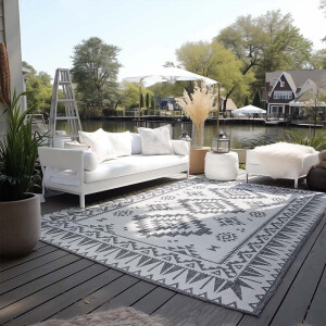 Dubbelzijdig Buitenkleed Elle Zilver 160x230 Cm Laagpolig Elle Decoration - Dekbed-Discounter.nl