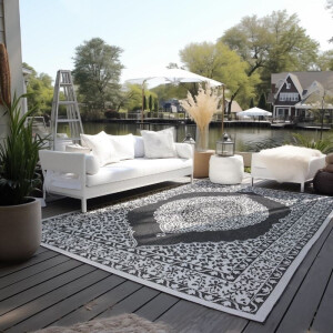 Dubbelzijdig Buitenkleed Meekly - Zwart 150x80cm - Polypropyleen - Dekbed-Discounter.nl