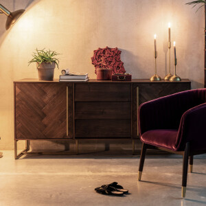 Dutchbone Dressoir 'Class' Antique Brass, 80 x 180cm, kleur Bruin