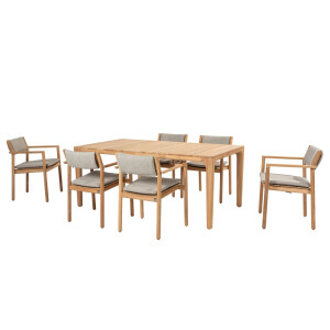 4 Seasons Outdoor Diningset Liam Levi 7-delig Teak 180 x 100 cm
