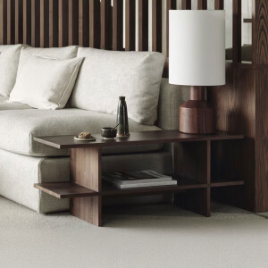 Ethnicraft Bijzettafel 'Kabuki' Gevernist Teakhout, 103 x 30cm, kleur Bruin