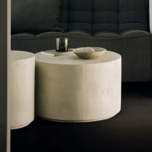Ethnicraft Ronde Salontafel 'Elements' Microcement, 60cm, kleur Off White